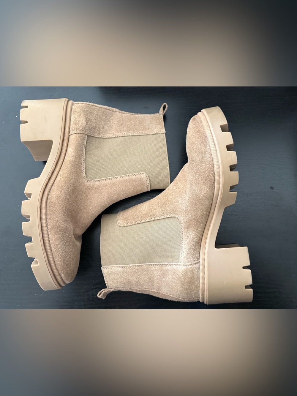 ANTONIO DE FARIA | Chunky Chelsea Boots in Taupe Leather Suede